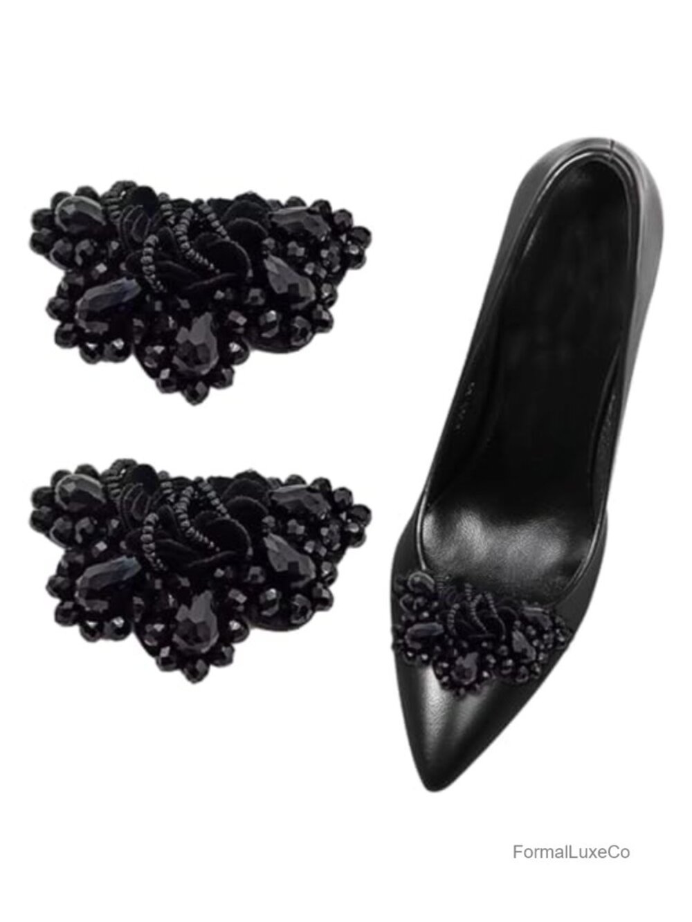 Alloy Cotton Beaded Bow Shoe Clips Detachable Shoe Buckle Accessories for Pumps